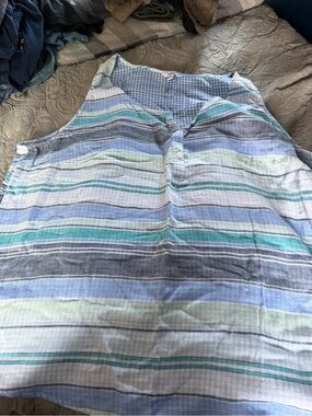 Sonoma Striped Blue & Green Sleeveless womens tank top xxl
